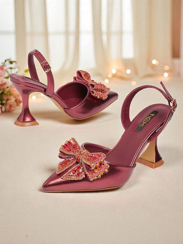 - Women's Pumps High Pointed Metallic Slingback Toe Gold