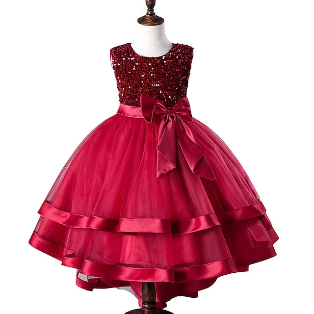 Party Sleeveless Kids Girls' Sequin Wedding Festival Dress