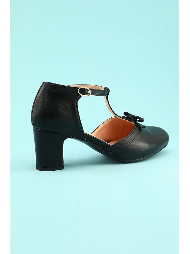 1950s 20s T-strap Vintage Chunky Heels Roaring Shoes Retro heels