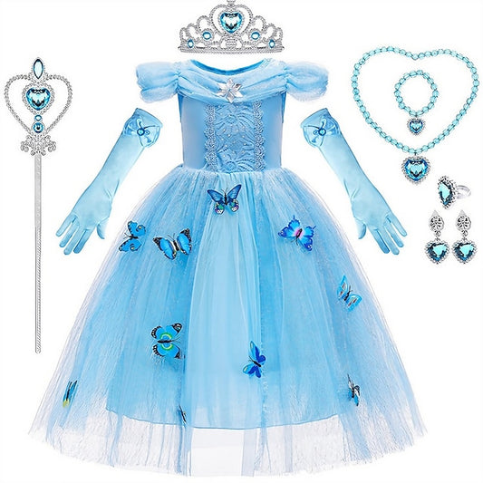 Frozen Elsa Princess Party Dress Theme Tulle Flower Costume Girl