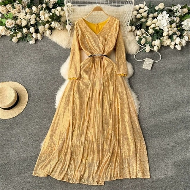 Women's Midi Dress Sequin Dress Elegant Fashion Modern