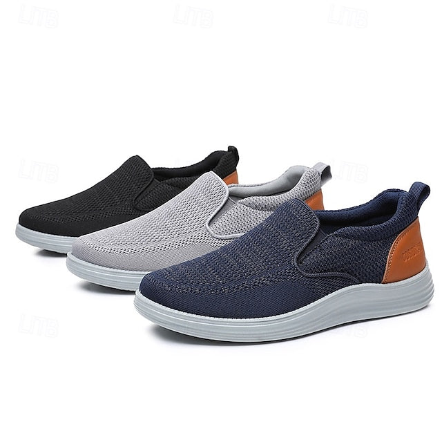 Sneakers Breathable Men's Stretch Navy – Slip-On Knit
