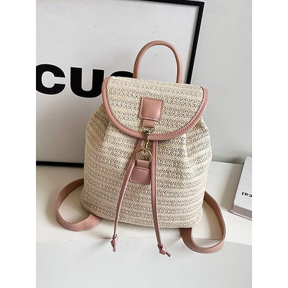 Women Backpack Straw for – Boho Rattan Travel with Woven Bag