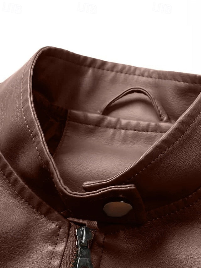 Jacket Comfortable Zipper Faux Women's Pocket Leather