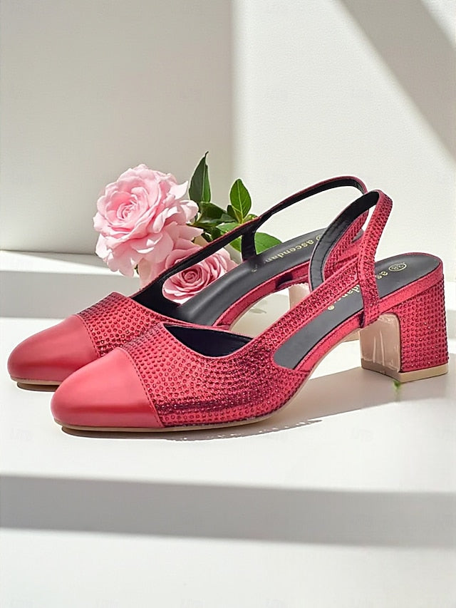 Block Matching Heel and Women's Set Sandals Gold - Clutch