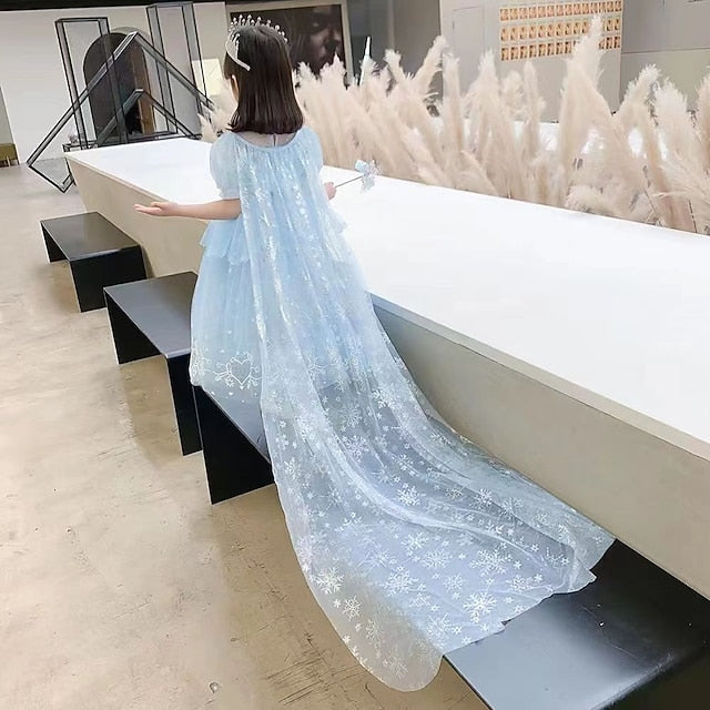 Cosplay Frozen Princess Cloak Dress Girl Elsa Flower
