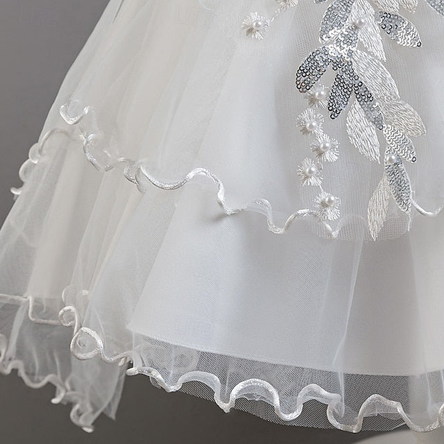 Sleeve Girls' Kids Wedding Flower Short Party Dress Floral