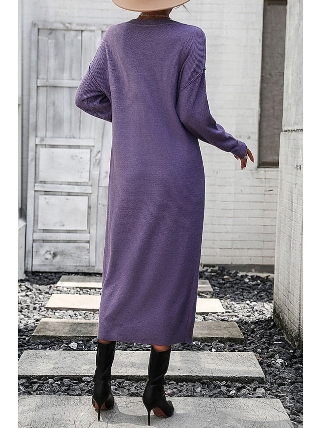 Women's Sweater Dress Elegant Fashion Casual Solid Color