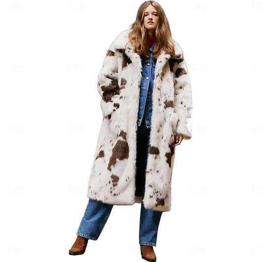 Fur Women's Faux Knitting Comfortable Warm Coat Elegant
