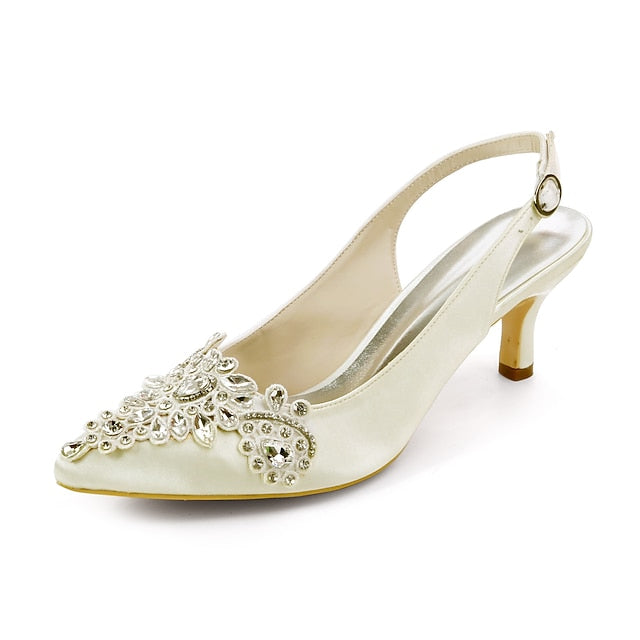 for Crystal Slingback - Embellishment Women with Heels Beige