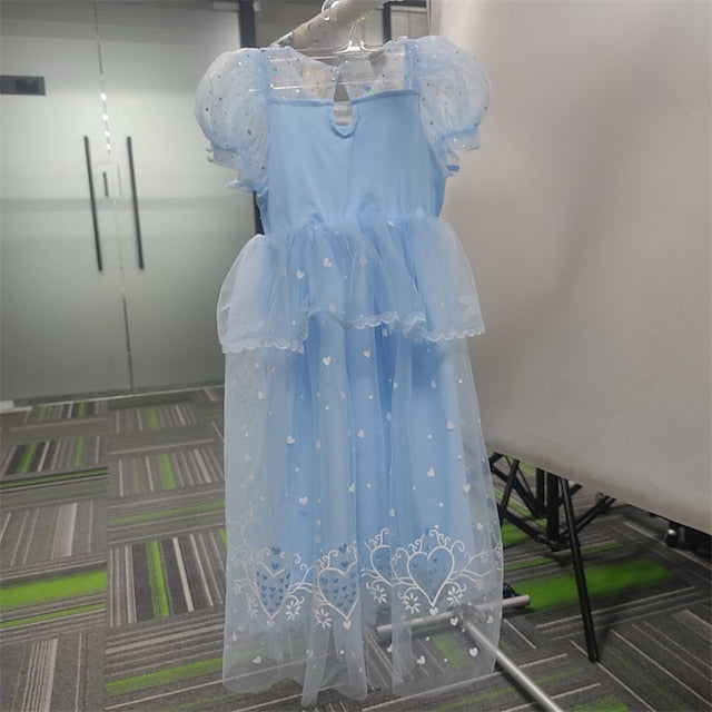 Cosplay Frozen Princess Cloak Dress Girl Elsa Flower