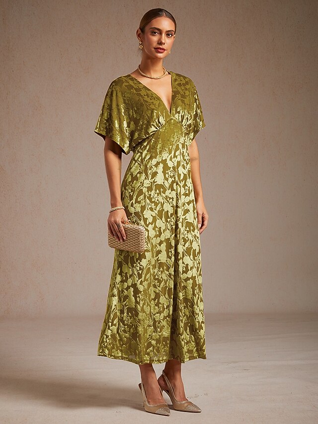 Women's Velvet Midi Dress Sheath Dress Elegant Party Party