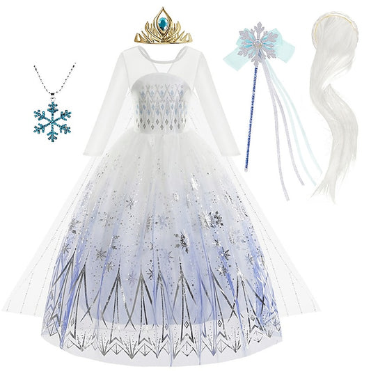 Princess Frozen Girl Flower Vacation Elsa Dress Fairytale