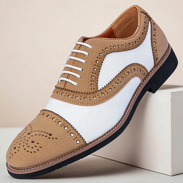 Brown Brogue with and Oxford Shoes Men's Classic White