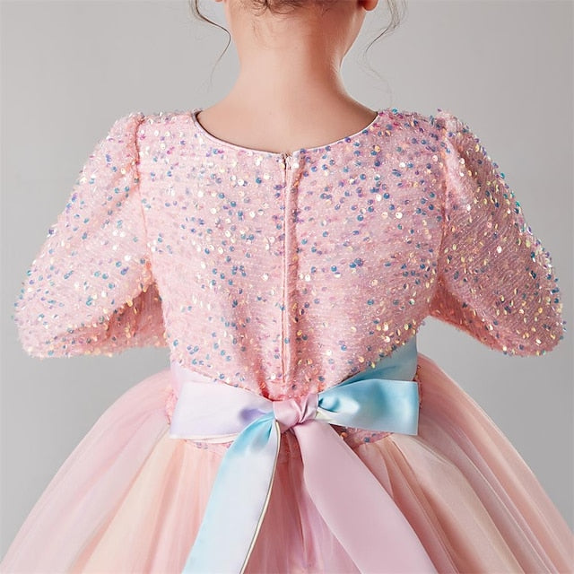 Party Girls' Girl Kids Dress Flower Color Solid