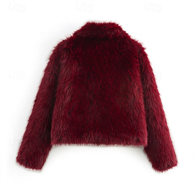 Coat Comfortable Women's Warm Faux Furs Fur Buttons