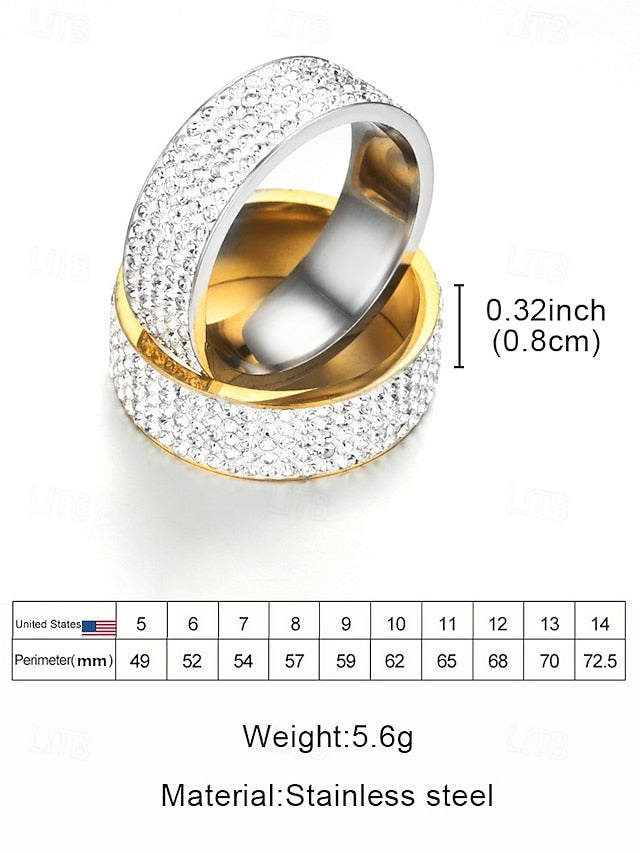 Band Rings Wide Men's Rhinestone with Pave Full