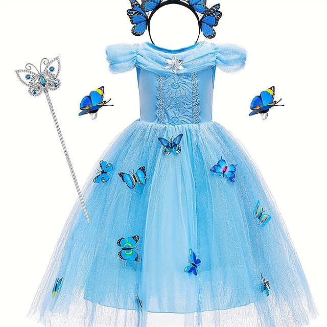 Frozen Elsa Princess Party Dress Theme Tulle Flower Costume Girl
