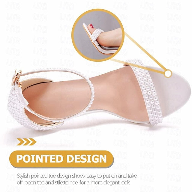Wedding Women's High Elegant Pearl-Embellished Shoes Heel