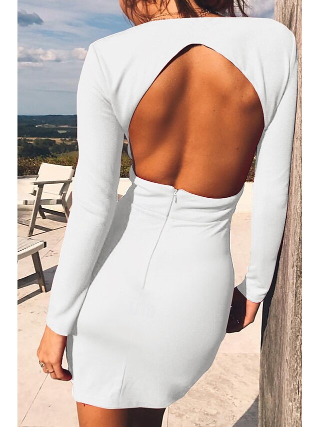 Women's Mini Dress White Dress Graduation Dress Bodycon
