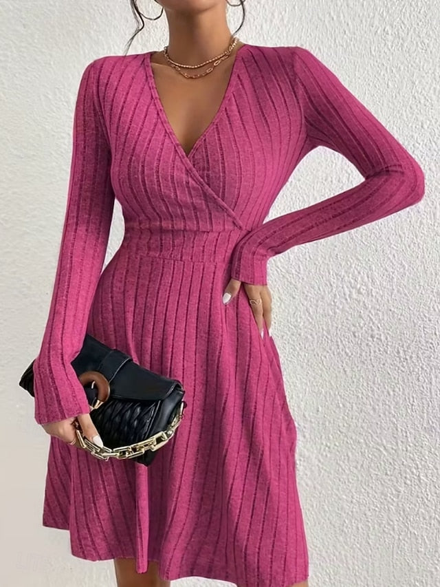 Women's Knee Length Dress Sweater Dress A Line Dress