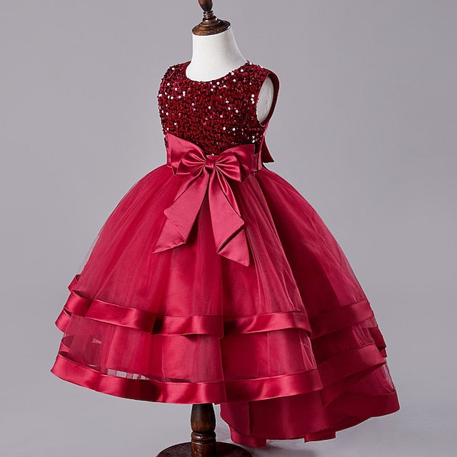 Party Sleeveless Kids Girls' Sequin Wedding Festival Dress