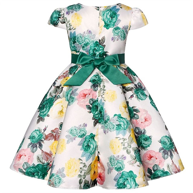 Kids Girls' Short Party Sleeve Dress Floral Flower