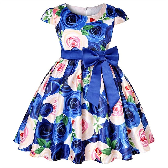 Kids Girls' Short Party Sleeve Dress Floral Flower