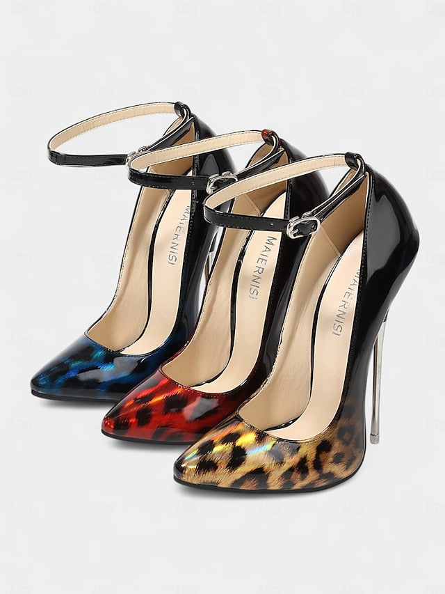Print Leopard Stiletto – Red Pumps Women's Sexy Patent