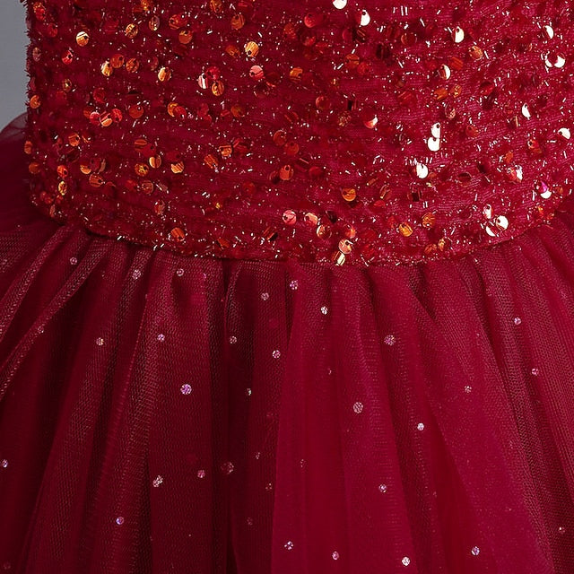 Party Color Solid Dress Sleeveless Kids Sequin Girls'
