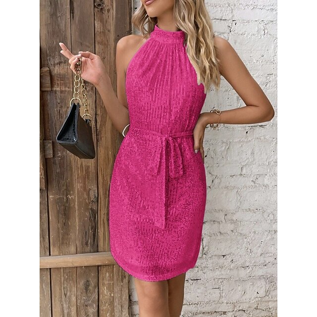 Women's Mini Dress Sheath Dress Halter Dress Off The