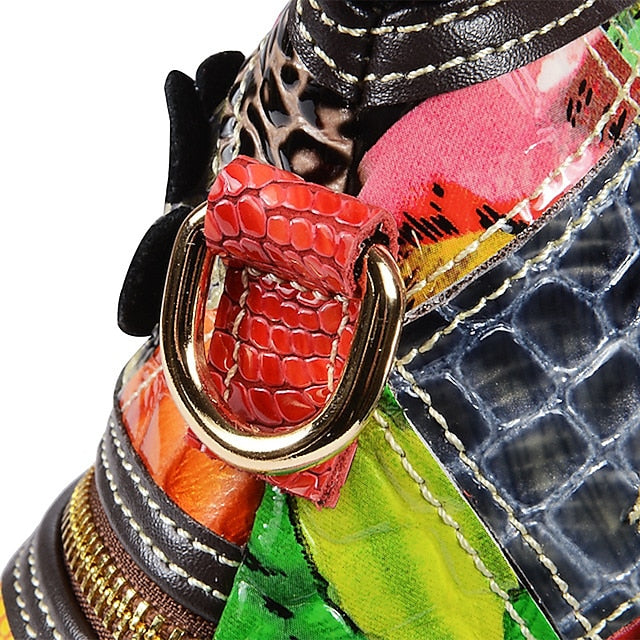 - Shoulder Women's Bag Colorful Bohemian Leather Patchwork