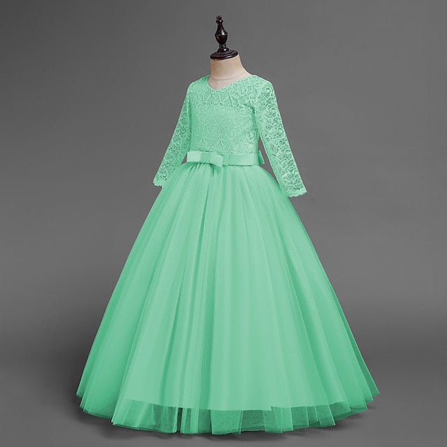 Dress Half Girl Kids Wedding Girls' Flower Sleeve