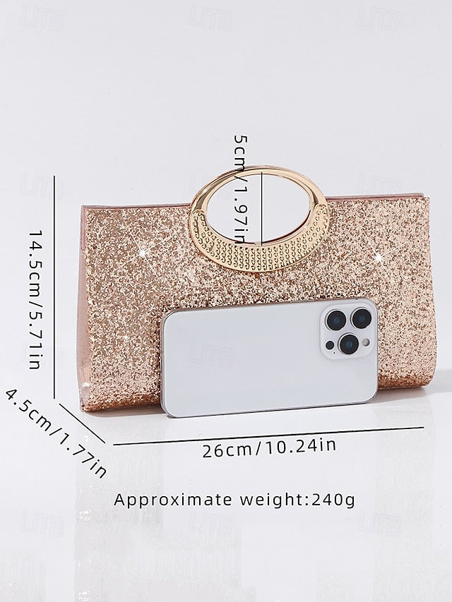 Glitter Gold Evening Women's Clutch Silver Bag with