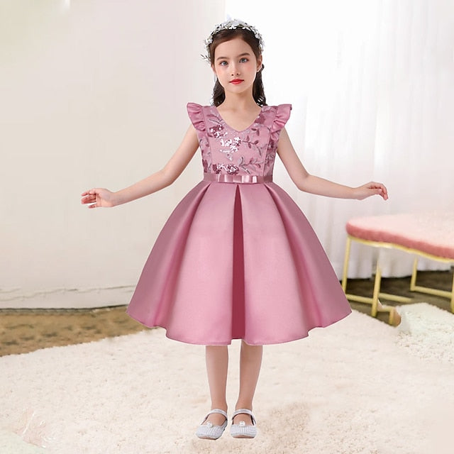 Sleeveless Formal Party Dress Girls' Kids Color Solid