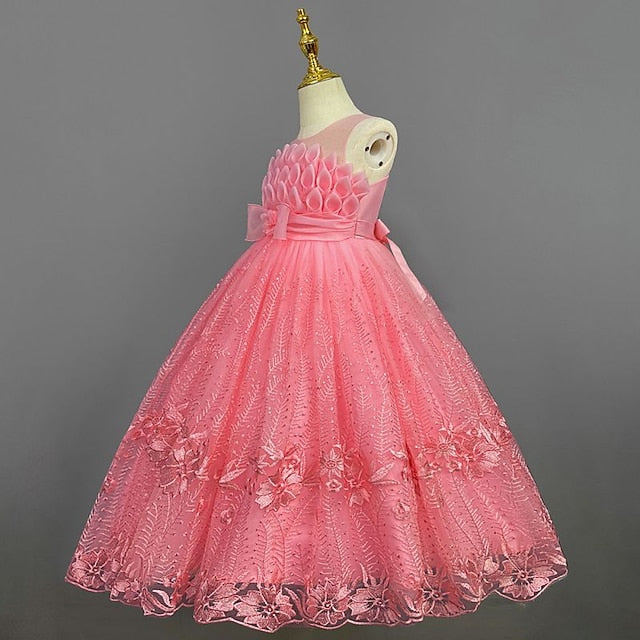 Flower Solid Kids Girl Girls' Dress Colored