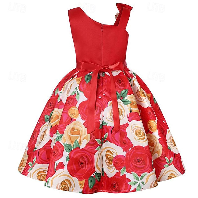Easter Sleeveless Girls' Flower Dress 3D Summer Party