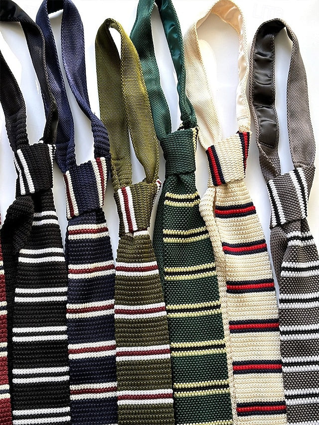 Stripe Men's Christmas Tie Woven Stylish - Knit Neck