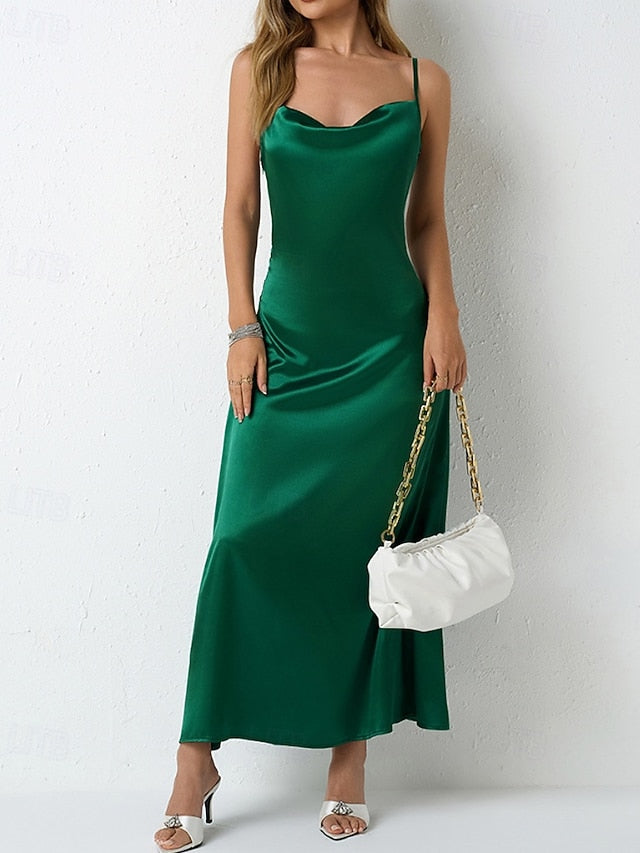 Women's Midi Dress Satin Dress Party Dress Cocktail Dress