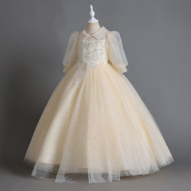 Solid Dress Flower Party Girl Color Girls' Kids Half