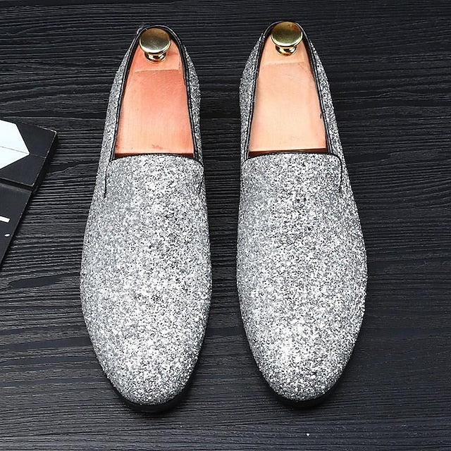 On Red Loafers - Slip Glitter Men's
