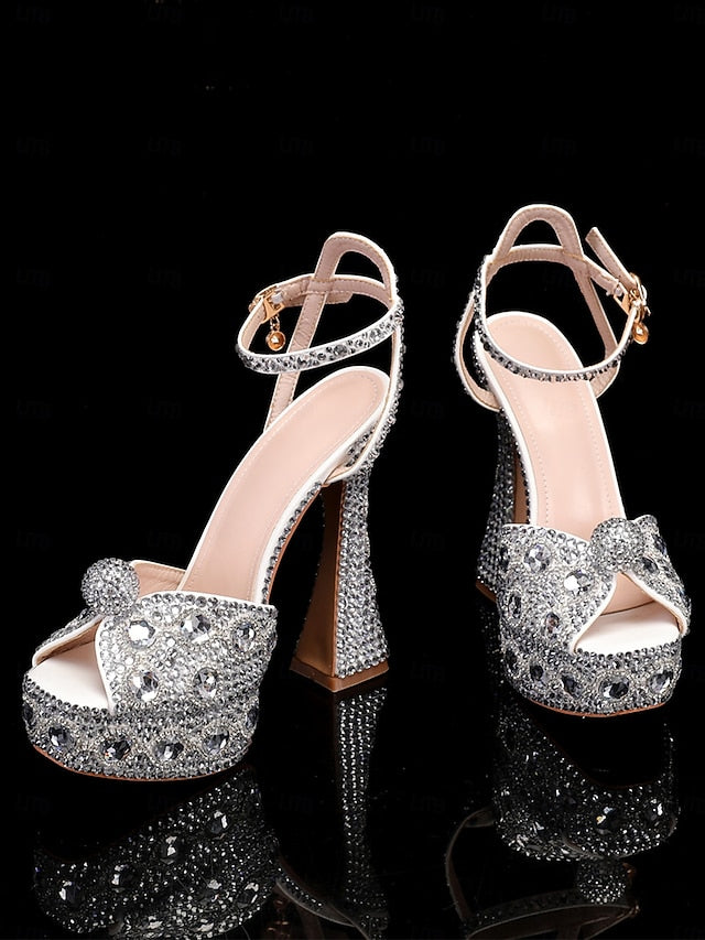 Women's Platform Crystal-Embellished Glamorous Sandals with