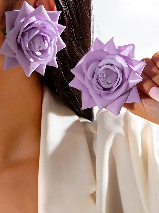 Drop Flower Women's Earrings - Floral Statement Oversized