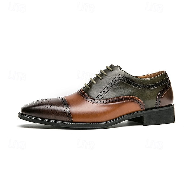 Wingtip Men's Leather Brown Black Shoes Faux – Oxford and