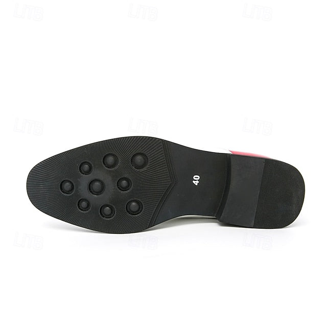 Polished Men's White Shoes Blue with and Oxford