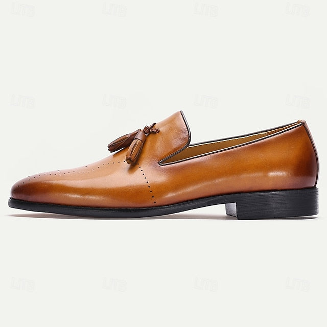 – Classic Light Leather Men's Brown Tassel Loafers