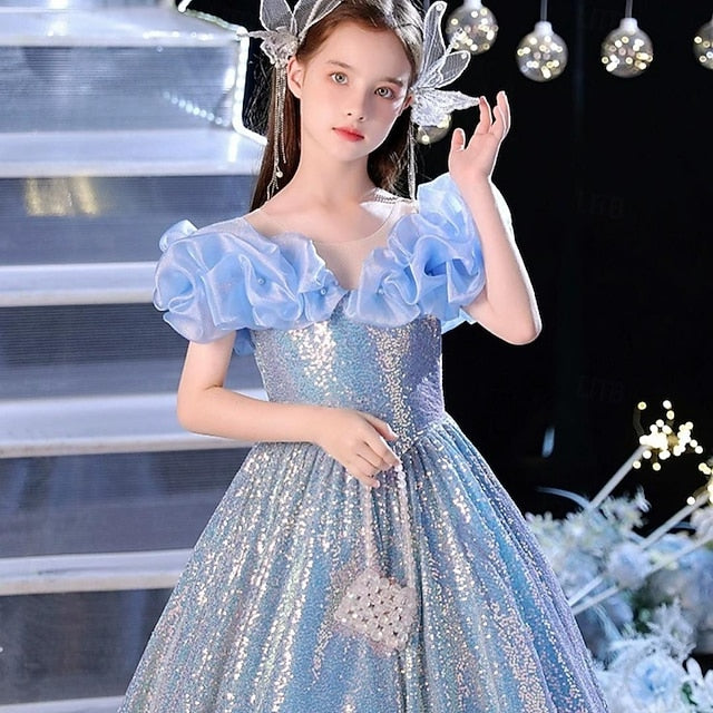 Solid Dress Sleeveless Kids Color Performance Girls' Party