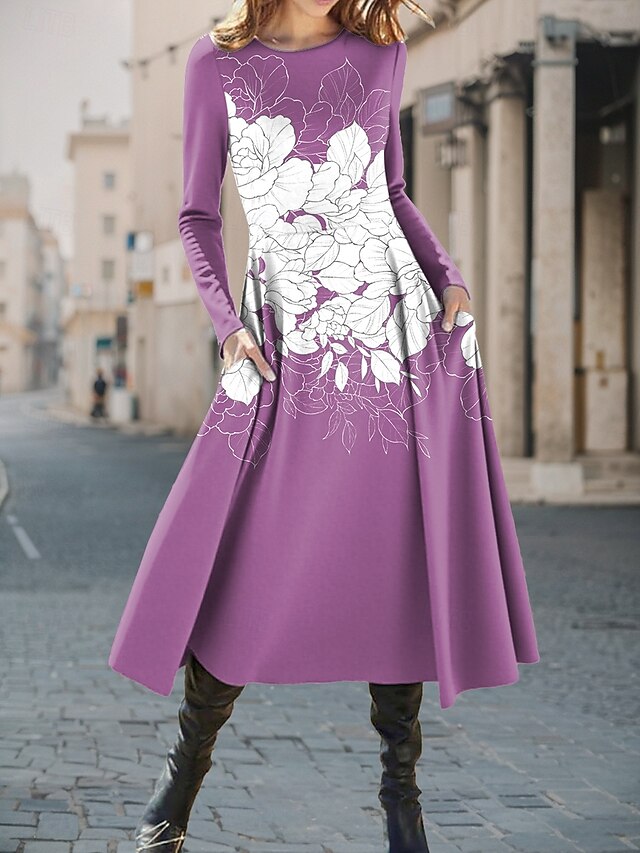 Women's Midi Dress A Line Dress Fit And Flare Dress