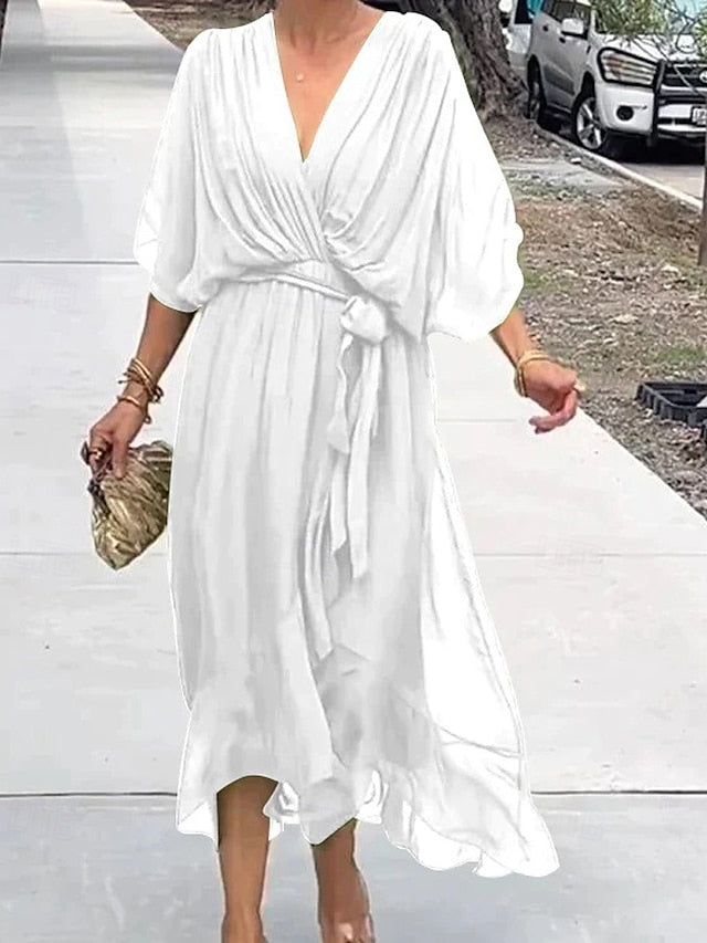 Women's Midi Dress White Dress Casual Dress Cocktail Dress