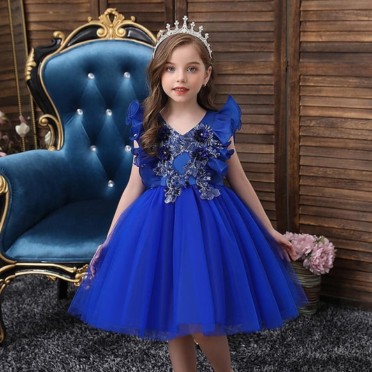 Sequin Color Girls' Kids Dress Party Solid Flower